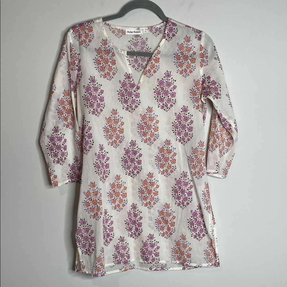 Roller Rabbit | Women’s 100% Cotton Floral Tunic Style Top Size XS